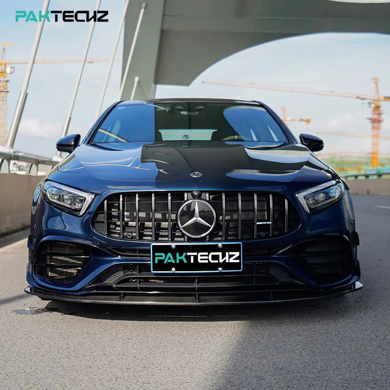 Paktechz Prepreg Carbon Fiber Bodykit Front Spoiler Splitter Bumper Lip for Mercedes Benz W177 AMG A45 A45s