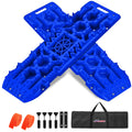 Nilight Recovery Off-road Traction Boards with Jack Lift Base Emergency Tire Ladder Mats For 4WD 4X4 Mud Sand Snow with 2PCS Mounting kit Carry Bag 2 leashes (Blue/black)