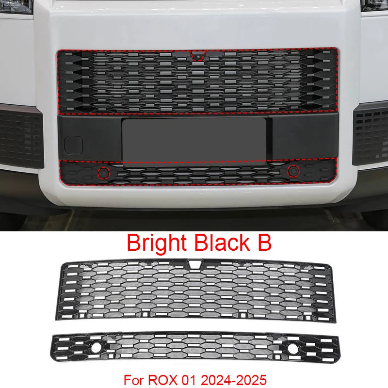 Car Replace Front Upper Lower Grille  Buckle Insect Proof Net For ROX 01 ADAMAS 2024-Present Bumper Center Intake Grille Cover