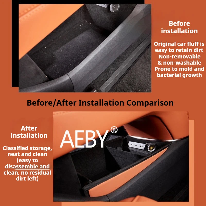 AEBY For BYD Sealion 7 2024 Center Console Organizer Waterproof Anti-Slip Central Lower Layer Storage Tray Interior Accessories