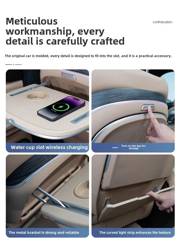 For BYD Formula Leopard 8 Car Seat Back Foldable Table Rear Row Desk w/ Atmosphere Light Wireless Charging &Water Cup Position