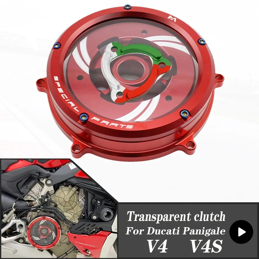 For DUCATI Panigale V4 1100 2018-2023 V4S 18-23 Clutch Transparent Engine Side Protection Cover Refitted Aluminum