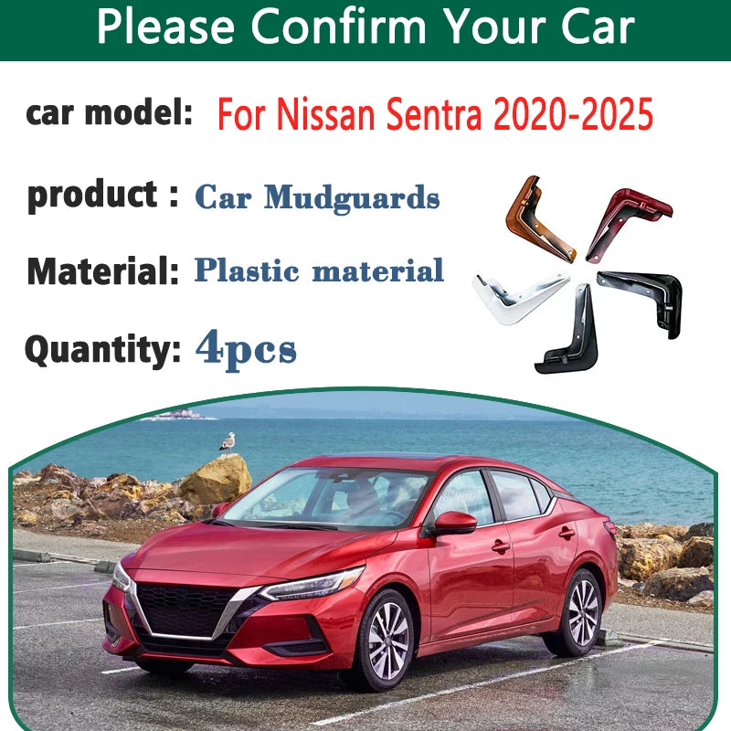 4PCS Car Mud Flaps For Nissan Sentra Accessories Sylphy 2025 2024-2020 Auto Mudguards Splash Guard Front Rear Fenders Car Parts