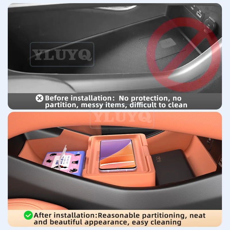 For BYD Sealion 07 EV Car Storage Box Silicone Storage Bin Under Center Console Car Interior Modification Accessories