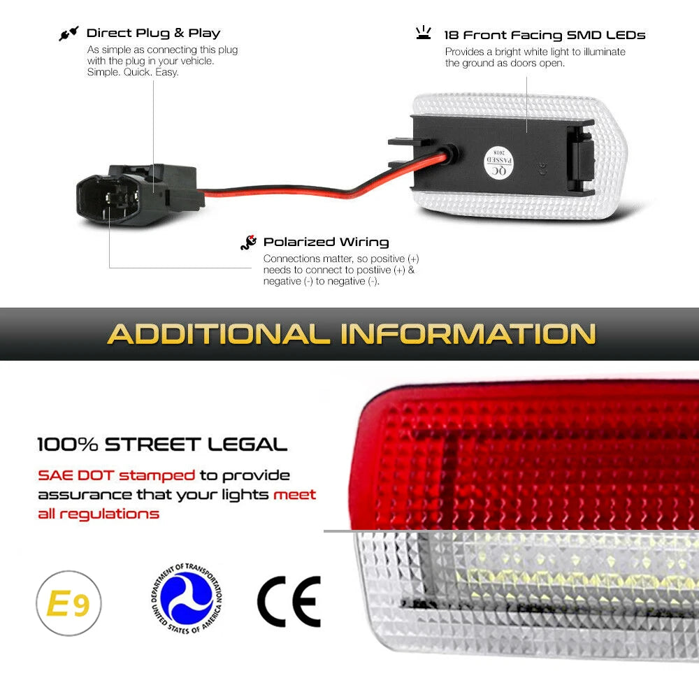2Pc LED Door Courtesy Interior Light For Toyota Land Cruiser Prado 4Runner Sienna Avalon Sequoia Venza Previa Crown Wish Alphard