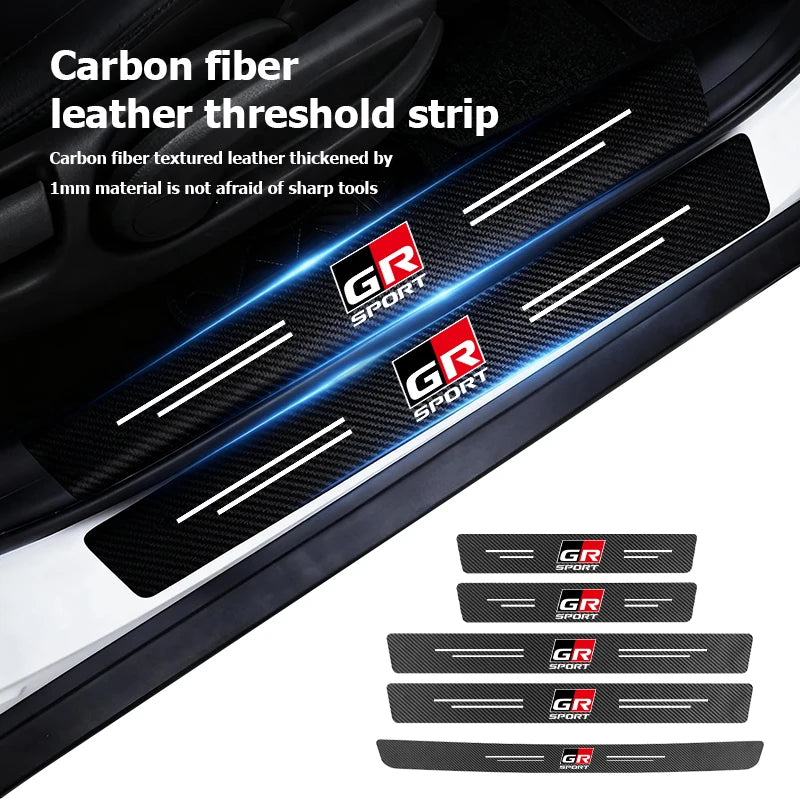 Car Carbon Fiber Door Sill Anti-Scratch Guard Sticker Accessories For Toyota chr Corolla Camry rav4 Yaris hilux prius avensis