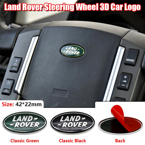 42mm x 22mm ABS Car Steering Wheel Emblem Decals Badge For Land Rover Range Discovery Freelander Evoque SV SVR Velar Defender