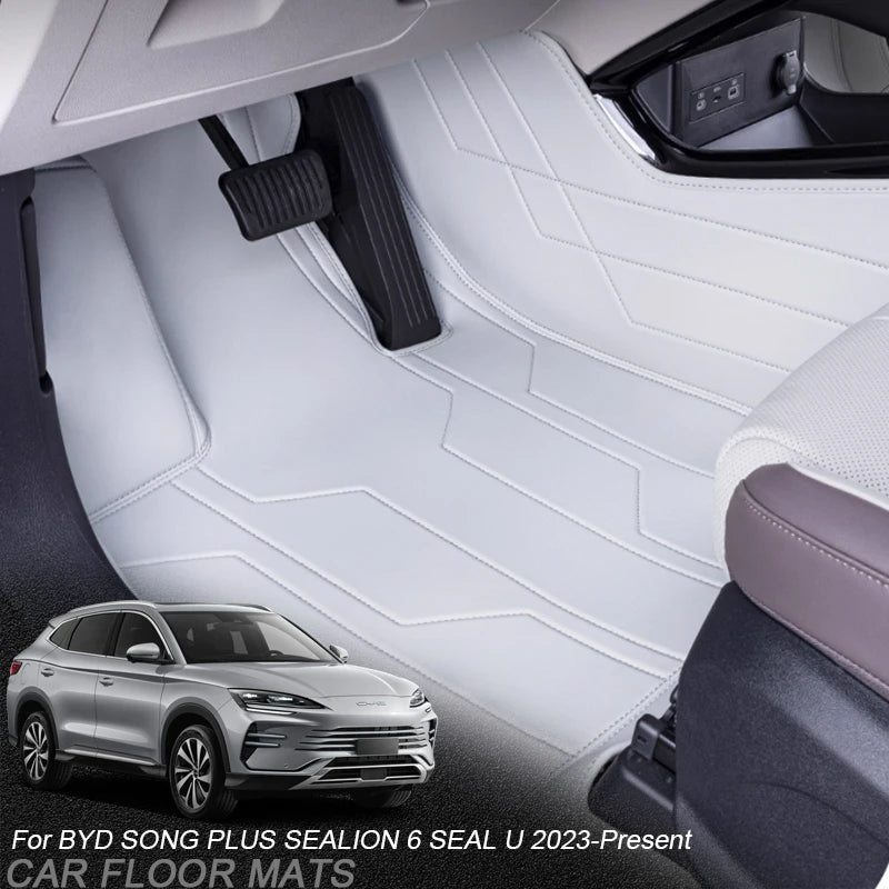 Custom Nappa Leather Car Foot Protect Mat For BYD SONG PLUS SEALION 6 SEAL U 2023-Present Luxury Waterproof Floor Pad Accessory