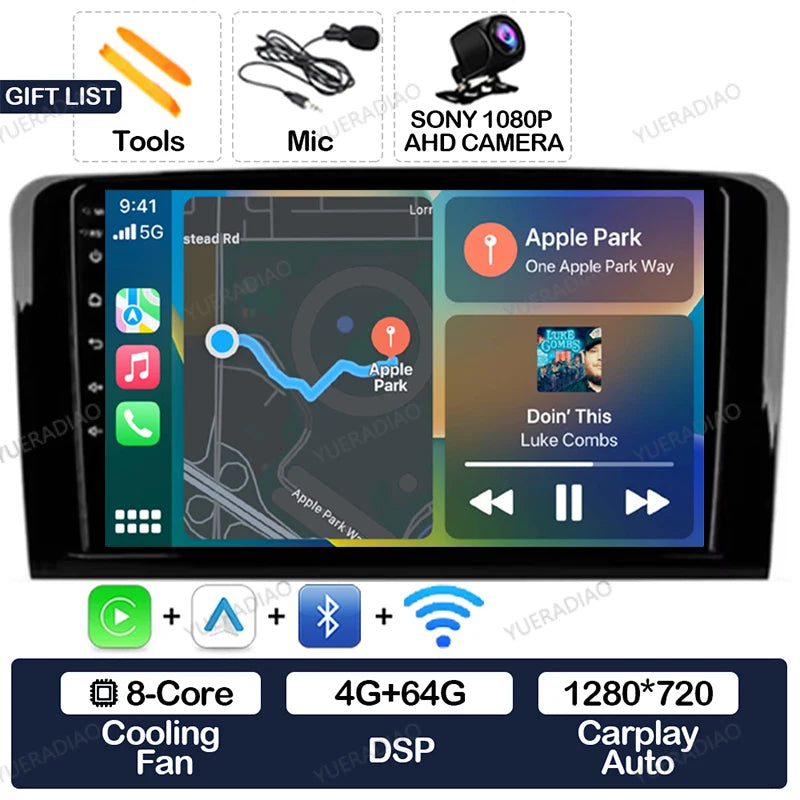 Android 17 Car Radio For Mercedes Benz GL ML W164 ML350 ML500 X164 GL35 GL45 2005 - 2012 GPS NAVI Multimedia Video Player 2DIN