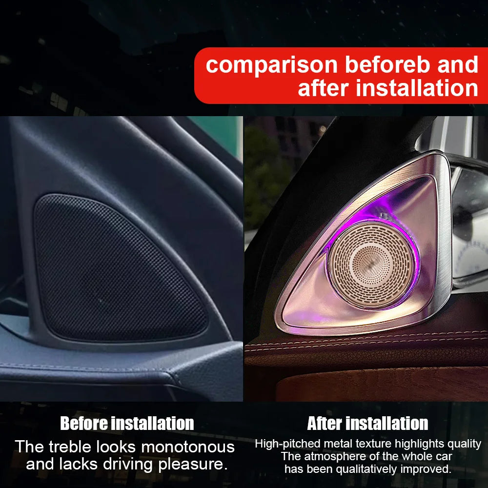 For Mercedes Benz Ambient Lights W205 X253 GLC Turbine Nozzle Air Vent Atmosphere 4D Rotating Tweeter Speaker Copilot LED Strip