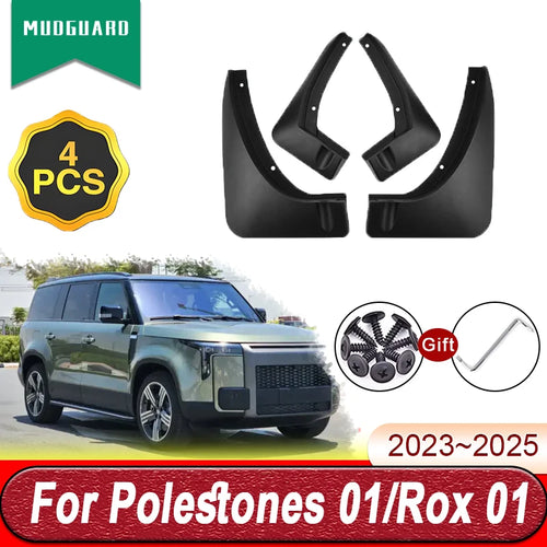 4 PCS Mud Flaps For Polestones 01 2023 2024 2025 Rox 01 Mudflaps Splash Guards Front Rear Flaps Fender Mudguards Car Accessories
