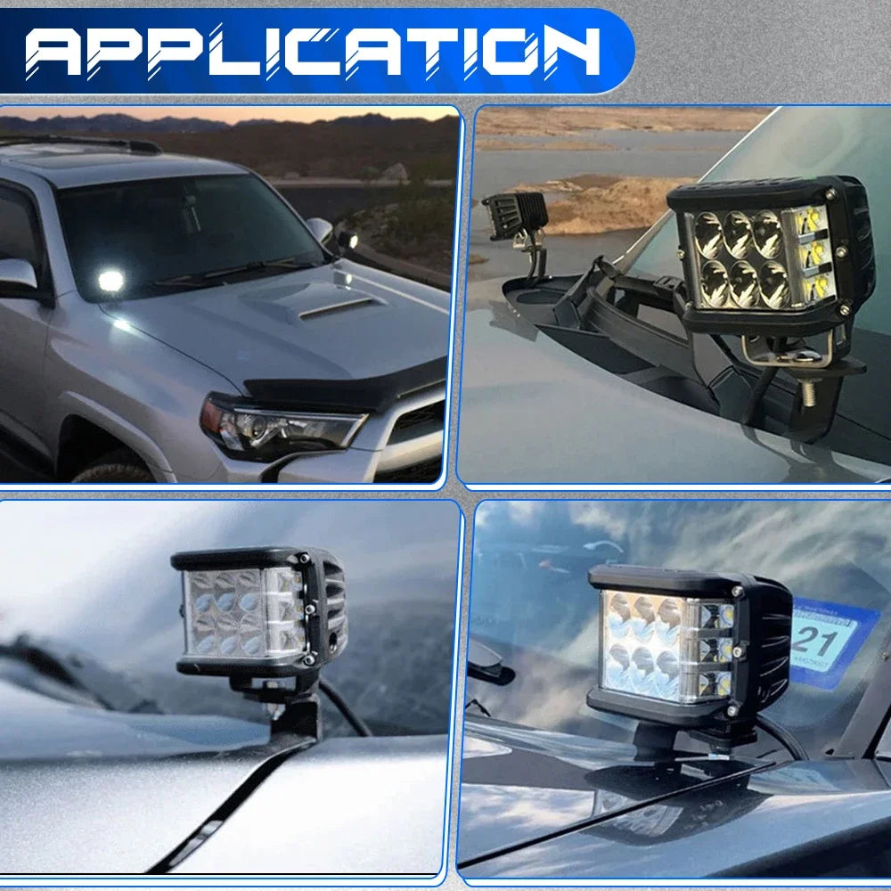Hood Ditch LED Light Brackets for 2014-2026 Toyota Hilux ,Offroad Hood Hinge Light Mount Brackets kit for Pod Work Lights.