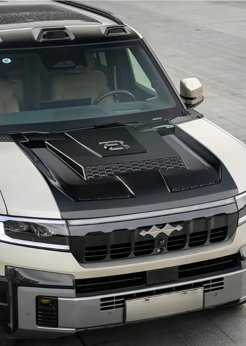 Car Black Warrior Hood Cover Suitable for BYD Leopard 8 2024 2025 Modified Car Engine Hood Sand and Stone Protection Cover
