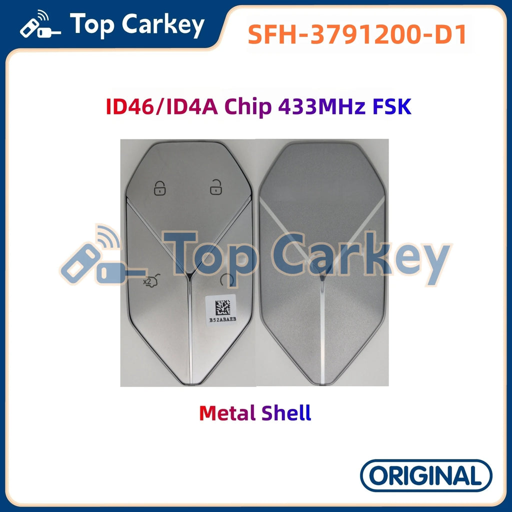 TopCarkey UREB-3791200F Original Smart Key ID46 ID4A Chip 433MHz for BYD Tai 3 Ti7 Denza B3 B5 B8 Leopard 5 8