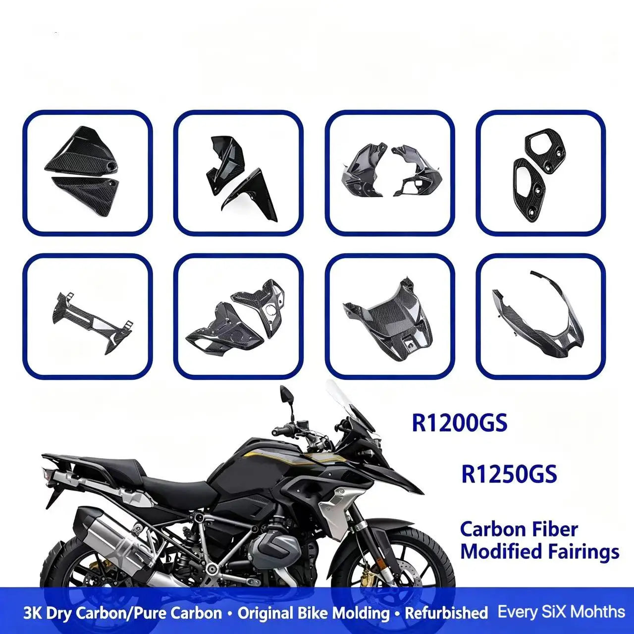 Suitable for BMW R1200GS 1250 GS Waterbird motorcycle modified carbon fiber housing fairing accessories pedal fender