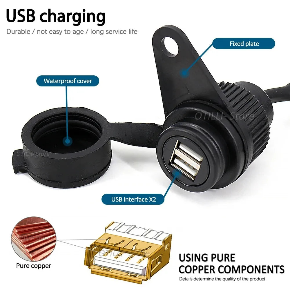 MT-09 SP Motorcycle Accessories Dual USB Charger Plug Socket Adapter For YAMAHA MT09 2017 - 2023 XSR900 Tracer 900 MT-07 XSR700