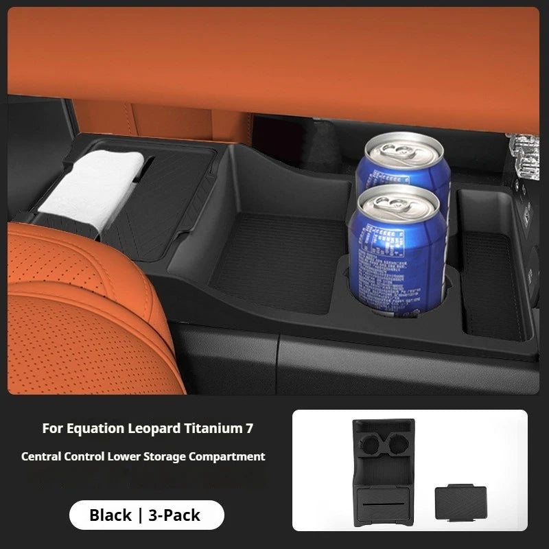 For BYD Ti7 Formula Leopard Titanium 7 Center Console Lower Storage Boxsilicone Storage Box Center Console Modify Anti-slip Pad