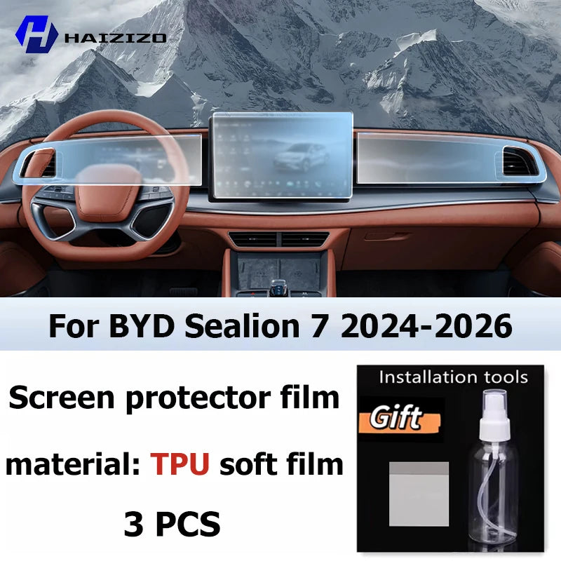 For BYD Sealion 7 2024-2026 Car interior Matte Screen Protector console GPS Navigation LCD screene TPU film Scratch resistant