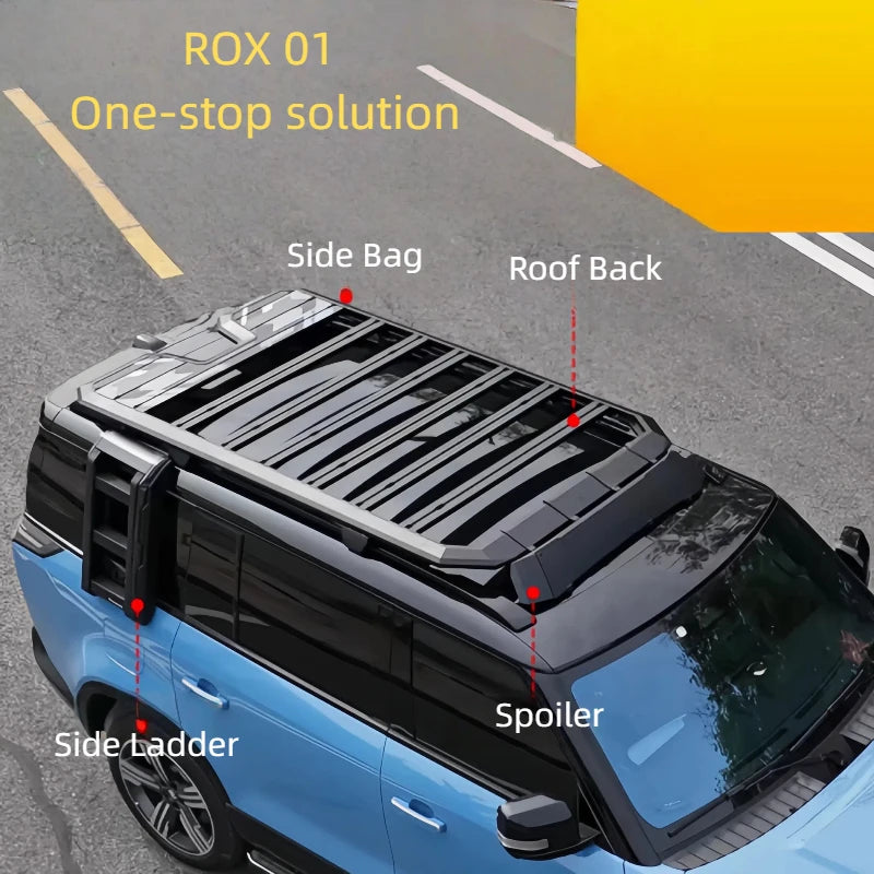 Rox 01 Aluminum Alloy Side Bag Platform Ladder Performance Parts for -Road Appearance Modification Roof Rack Framecustomcustom