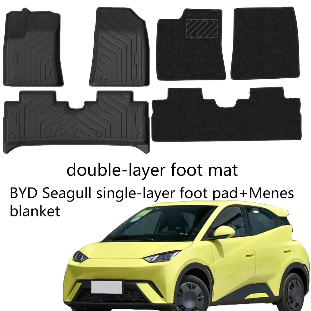 TPE Full Coverage Car Floor Mats Custom Fit BYD Seagull 2023-2026 Waterproof Anti-slip Auto Foot Liners EV Interior Protector