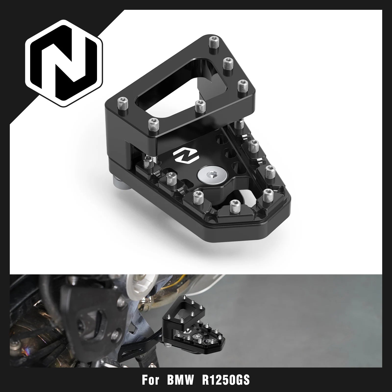 NICECNC DualControl Rear Brake Lever Pedal Step Tip Plate Extender For BMW R1250GS R 1250 GS 2018 2019 2020 2021 2022 2023