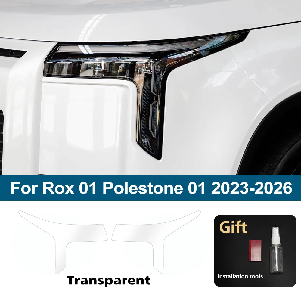 Premium TPU PPF for Rox 01 Polestone 01 High-Gloss Smoke Black Pre-Cut Headlight Cover Anti-Scratch Protective Vinyl Wrap Kit