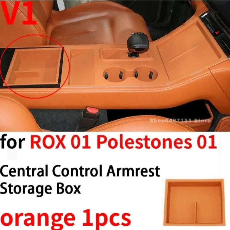 Center Control Storage Box Wireless Charging Panel Armrest Water Cup Storage Box for ROX 01 Polestones 01 Accessories 2023-2025