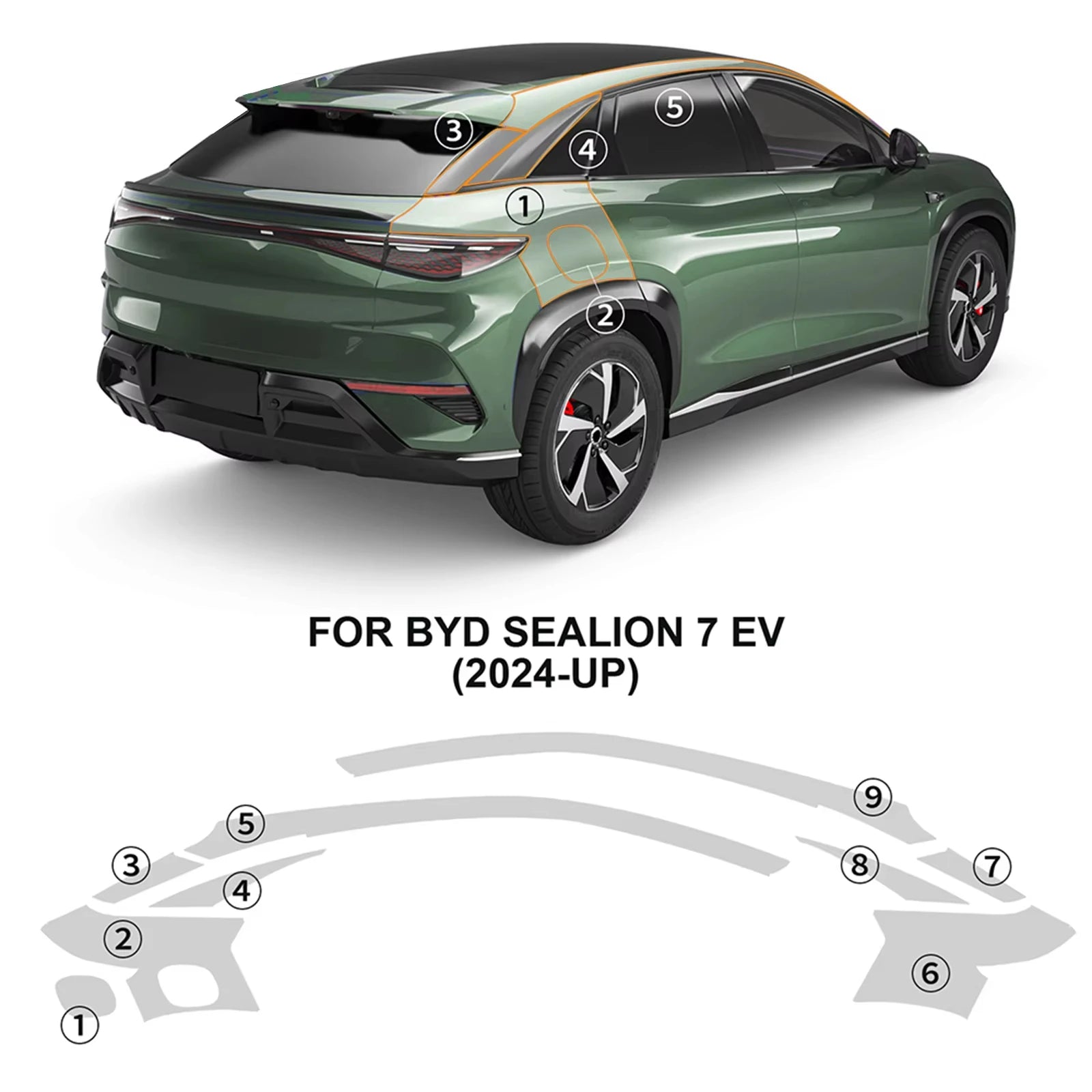 For BYD Sealion 7 EV 2024 2025 Pre-cut PPF ﻿Kit TPU Bumper Scratch-Resistant Self-Healing Invisible Paint Protection Film