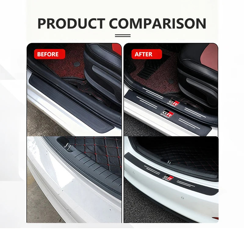 Car Carbon Fiber Door Sill Anti-Scratch Guard Sticker Accessories For Toyota chr Corolla Camry rav4 Yaris hilux prius avensis