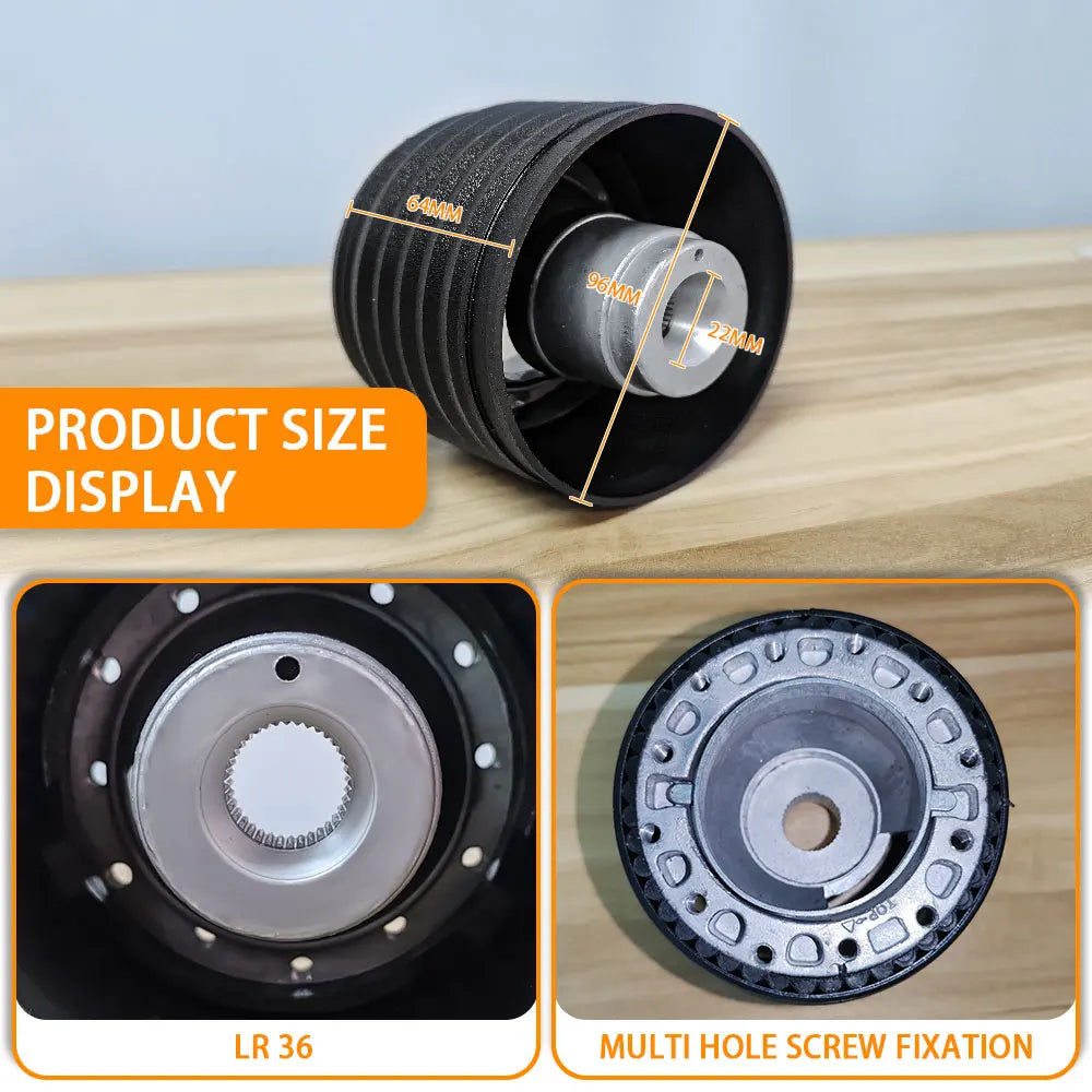 Aluminum Matte Black For Land Rover Defender 1990-2016 Steering Wheel hub Adapter Snap Boss Kit LR36