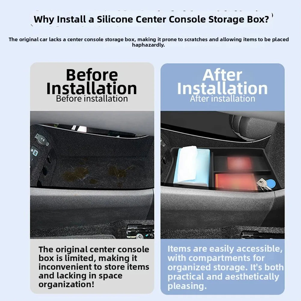 Center Console Bottom Storage Box For BYD Sealion 07 EV 2024-2026 Silicone Wear-Resistant Interior Organizer Accessory