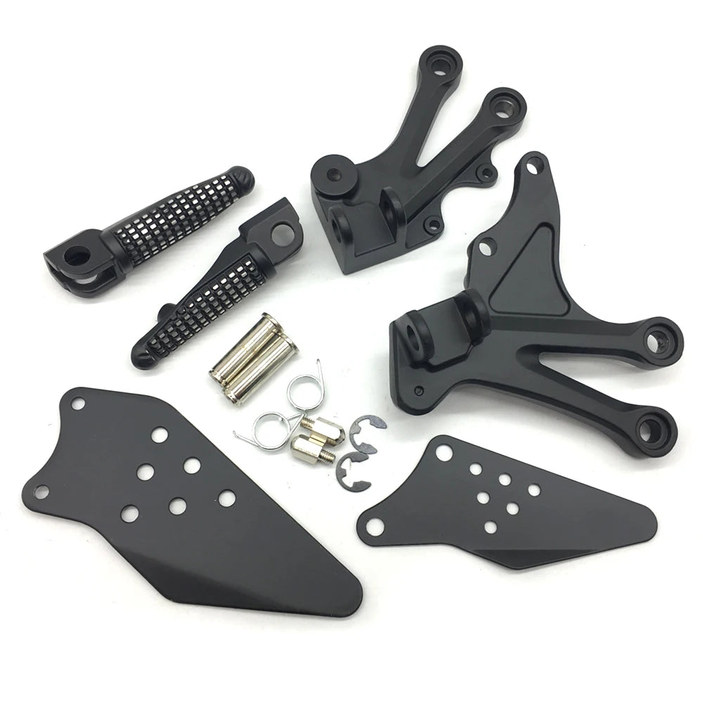 Motorcycle Black Front Rider Foot Pegs Footrest Bracket Fit For Kawasaki Ninja ZX10R 2004-2005