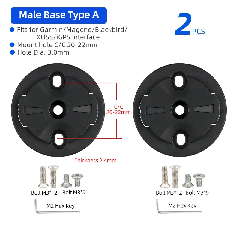 Bicycle Speedometer Mount Bracket Fixed Base Accessories for Garmin Bike Front Light Convex Male Buckle Replacement Repair Parts