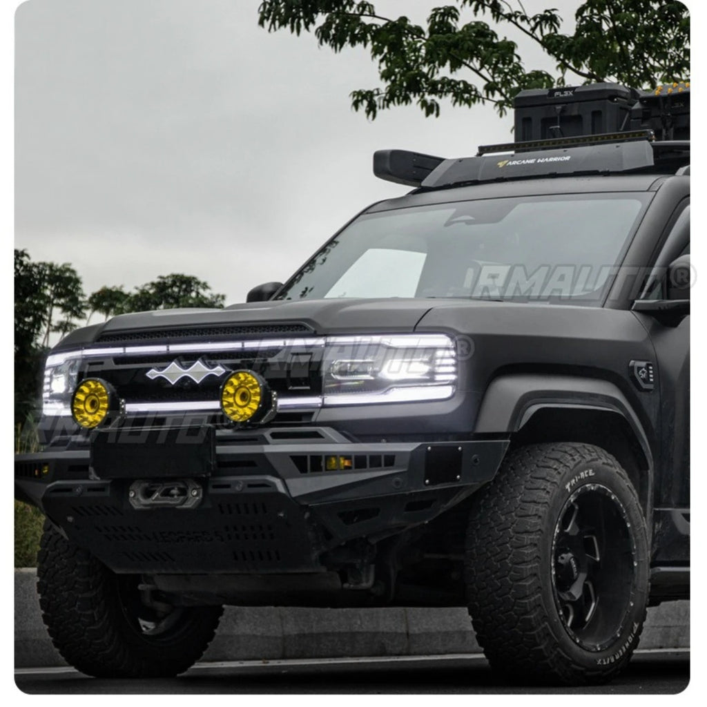 For BYD Leopard 5 Car LED Bumper Grill Decorative Cover Trim Racing Grille Body Kit Front Bumper Grill Exterior Part