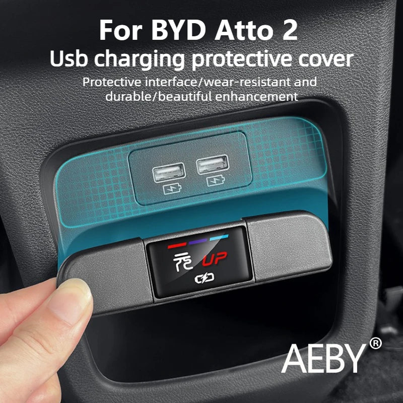 AEBY For BYD Atto 2 2024-2025 Rear Seat USB Port Protective Dust Cover , Car Charger Port Plug Seal Cap Accessories