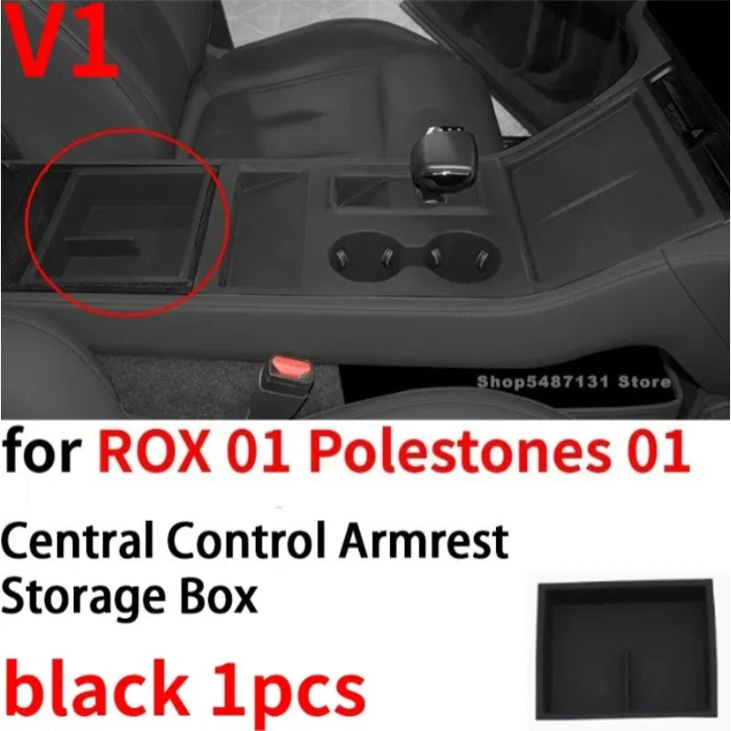 Center Control Storage Box Wireless Charging Panel Armrest Water Cup Storage Box for ROX 01 Polestones 01 Accessories 2023-2025
