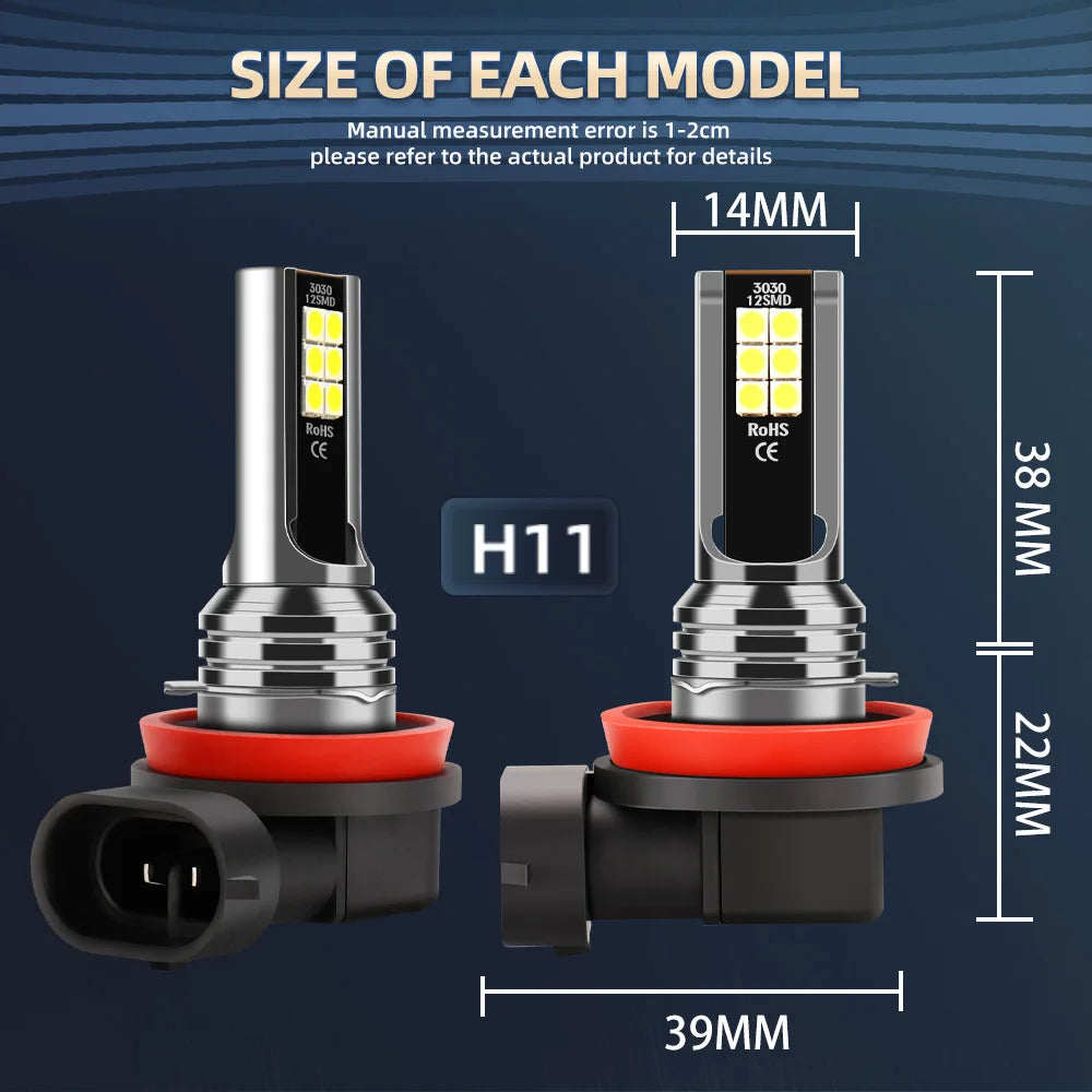 6x LED Headlight High Low Beam Fog Light Bulb Combo Conversion Kit H11 H9 H8 For Nissan Rogue 2014 2015 2016 2017 2018 2019 2020