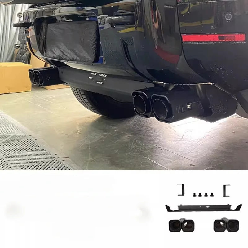 For  Land Rover Defender 90 110 Quad Square Exhaust Tip Rear Lower Guard Plate Exterior Performance Mod Parts