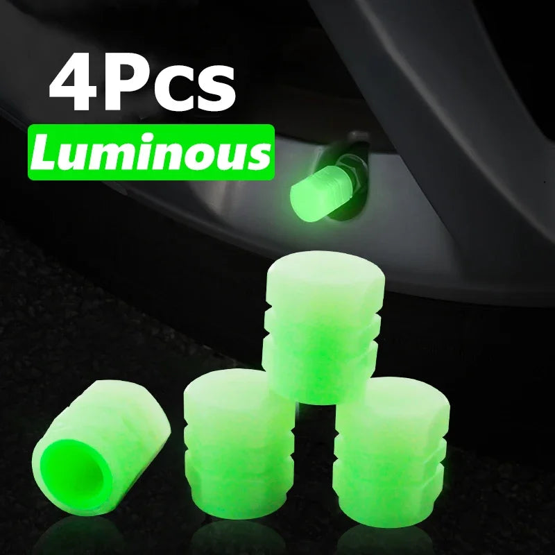 Fluorescent Night Glowing Valve Caps 4Pcs Luminous Car Wheel Tyre Hub Styling Accessories For Audi BMW Mercedes Benz VW Porsche