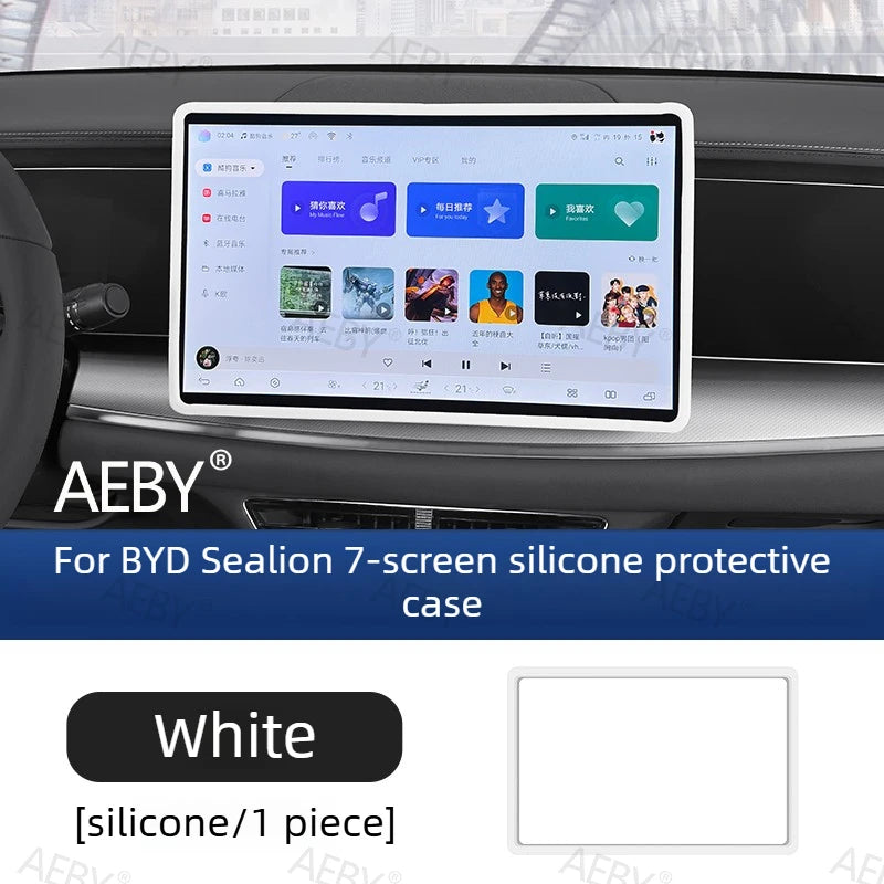 For BYD Sealion 7 2024 Dashboard Screen Bezel Cover,Silicone Shockproof Case,Interior Car Accessories,Original Silicone Bezel