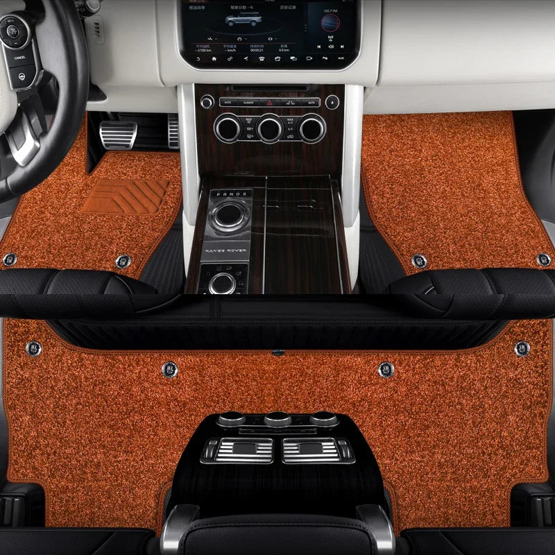 Custom Fit Floor Mat ECO Cowhide Leather for 5 Seaters Land Rover Range Rover Sport Velar Evoque Discovery 4 5 Defender