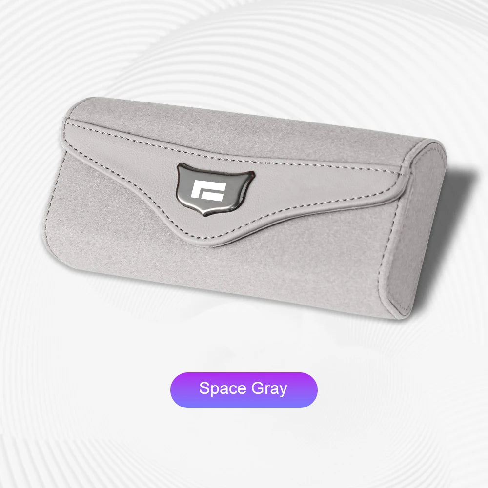 Suede Leather Flocking Car Visor Sunglasses Case Magnetic Storage Box For JISHI Polestones 01 Rox 2024 2025 2026