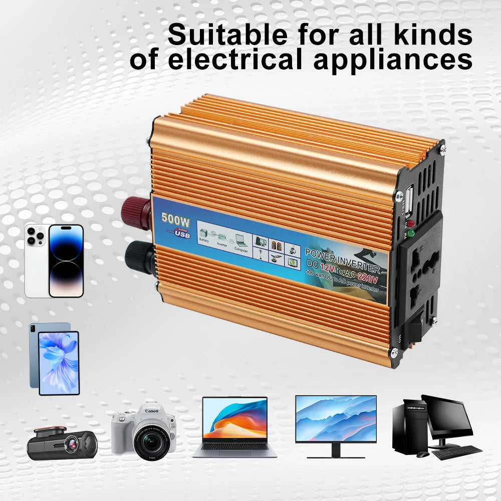 Auto Power Supply Inverter Car Power Inverter 500W DC 12V To AC 220V Battery Converter Car Accessories USB Voltage Transformer