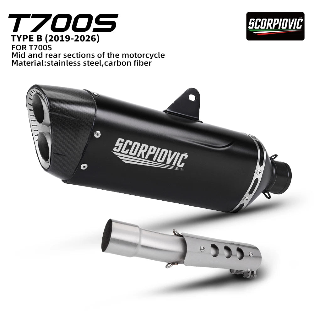 Slip-On Exhaust Muffler With Mid Link Pipe For Yamaha Tenere 700 T700s 2019-2025 Motorcycle Escape Syste