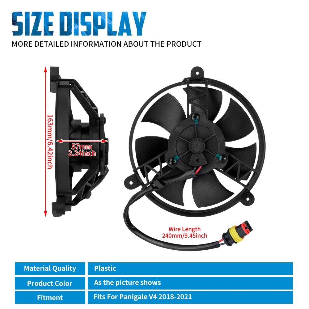 Motorcycle Radiator Fan Left Right Engine Cooler Cooling CoolFlow Fans Black Plastic For Panigale V4 2018-2021 2019 Accessories