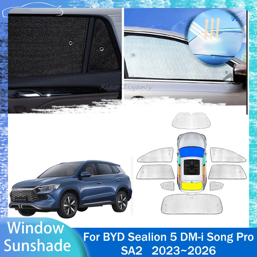 For BYD Sealion 5 DM-i Song Pro SA2 2023~2026 2024 2025 Skylight Sunshade Side Window Windshield Sun Shade Protect Accessories