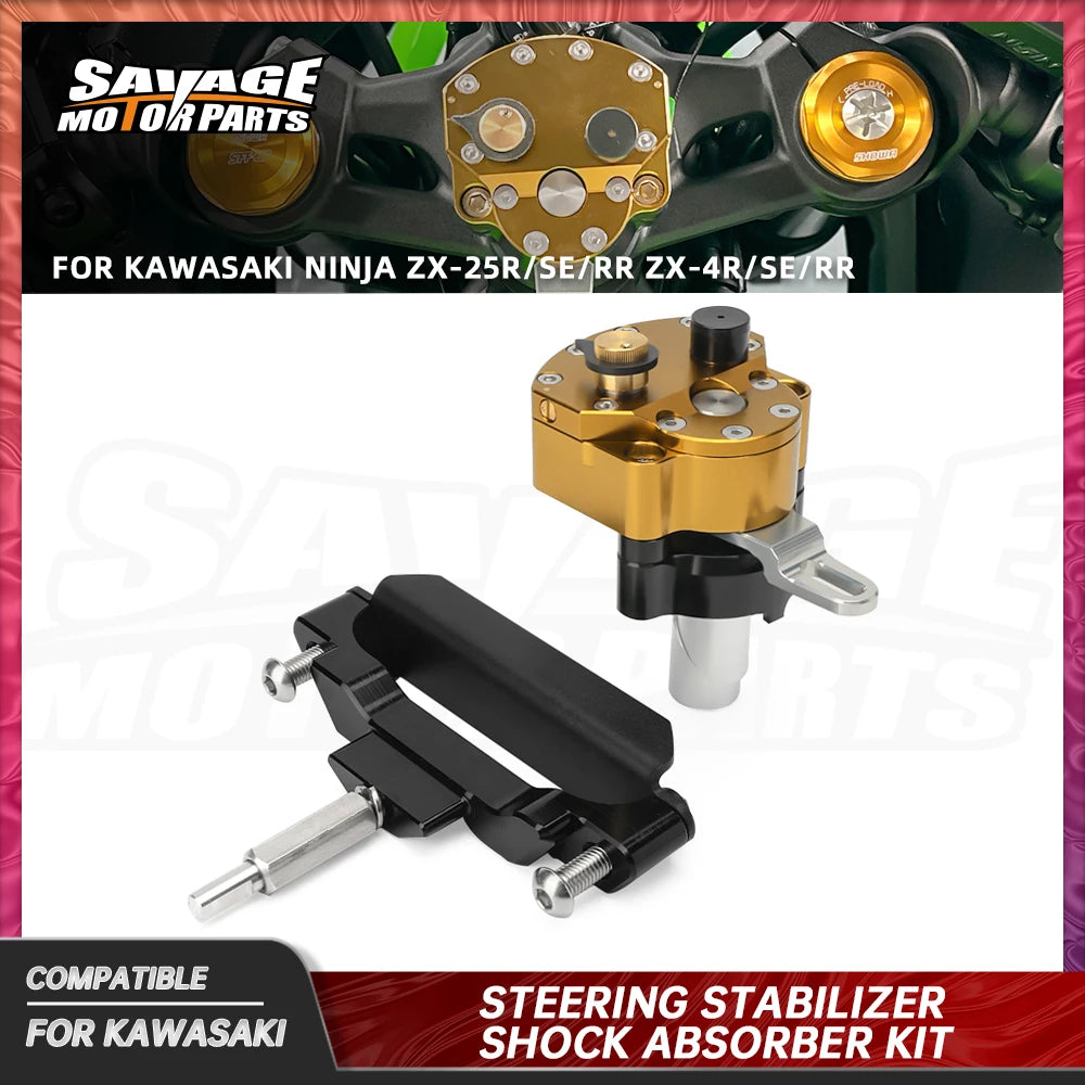 ZX4R 2026 Steering Damper Stabilizer For Kawasaki Ninja ZX-25R/SE/RR ZX-4RR Linear Steering Damper Stabilizer Reverse Safety