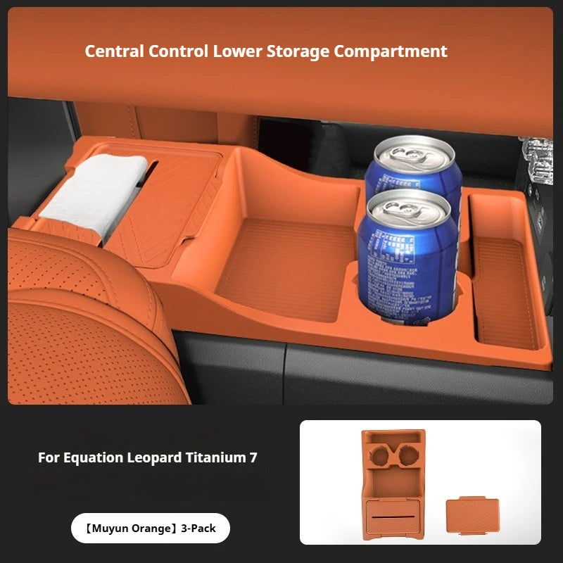 For BYD Ti7 Formula Leopard Titanium 7 Center Console Lower Storage Boxsilicone Storage Box Center Console Modify Anti-slip Pad