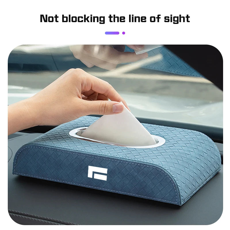 For BAIC Jishi Polestone 01 Rox 01 2023 2024 2025 Car Armrest Tissue Box Plaid Leather Napkin Paper Case Storage Bag Accessories