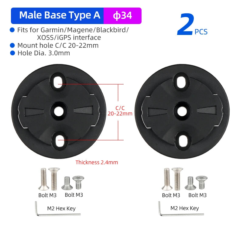 Bicycle Speedometer Mount Bracket Fixed Base Accessories for Garmin Bike Front Light Convex Male Buckle Replacement Repair Parts